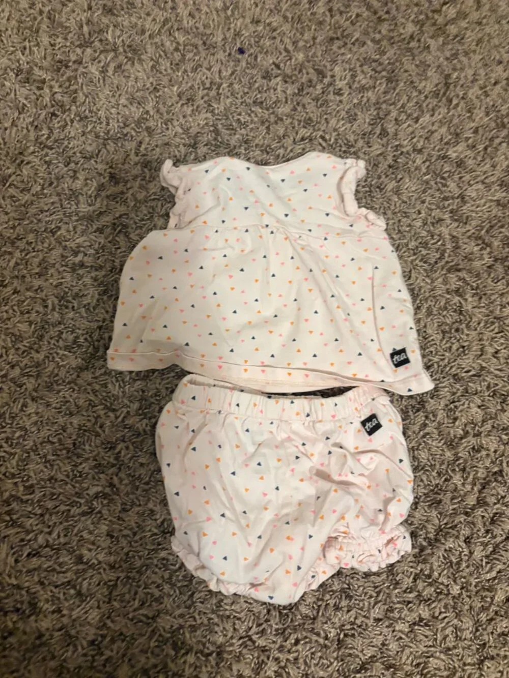 Tea Collection Outfit 9-12 Months Light Pink Short Sleeve Ruffle Shorts Cotton